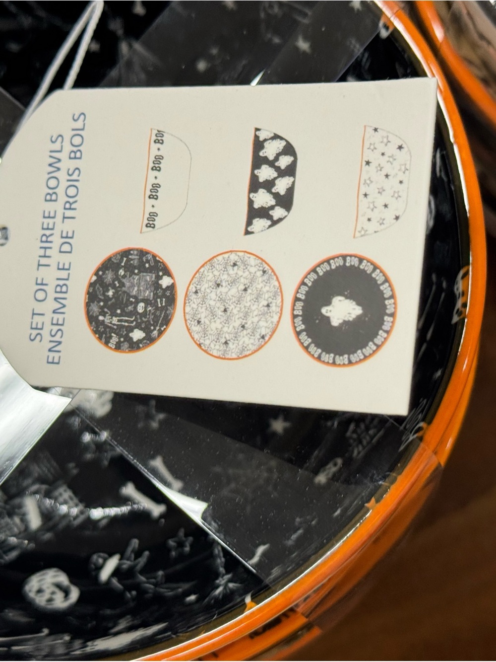Primark Halloween Ceramic Bowls in Black & White with Orange Trim(6 bowls total) - Picture 7 of 8